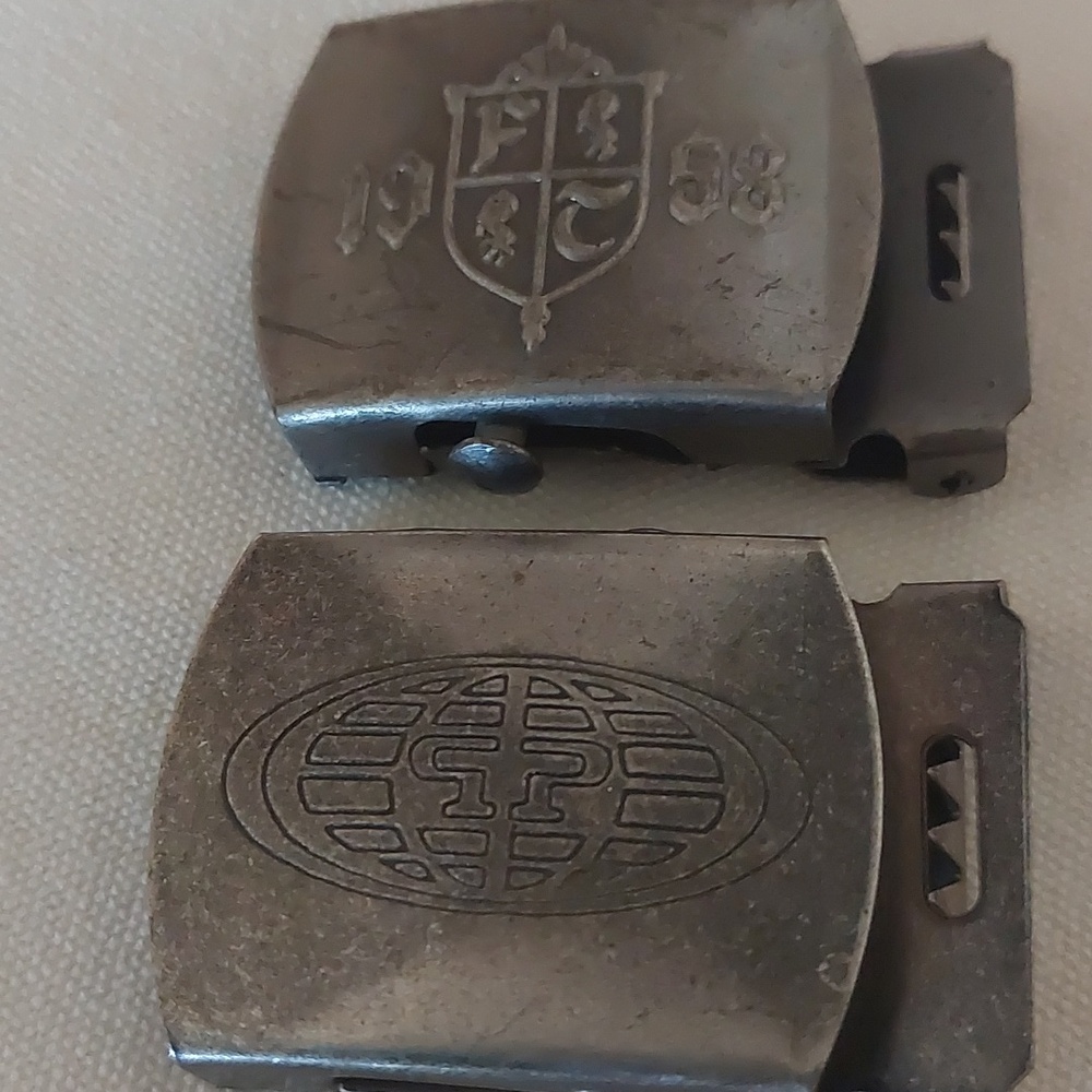 Two Military Style Ratchet Belt Buckles, Vintage